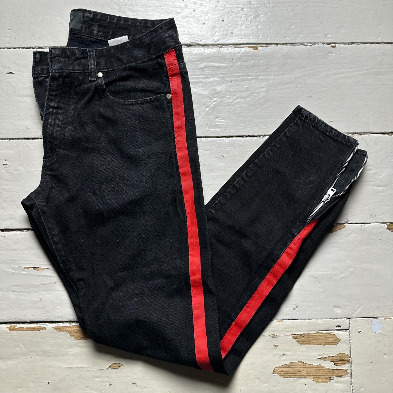 Represent Black and Red Tape Jeans