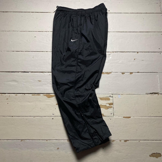 Nike Athletic Department Swoosh Black and White Baggy Shell Track Pant Bottoms