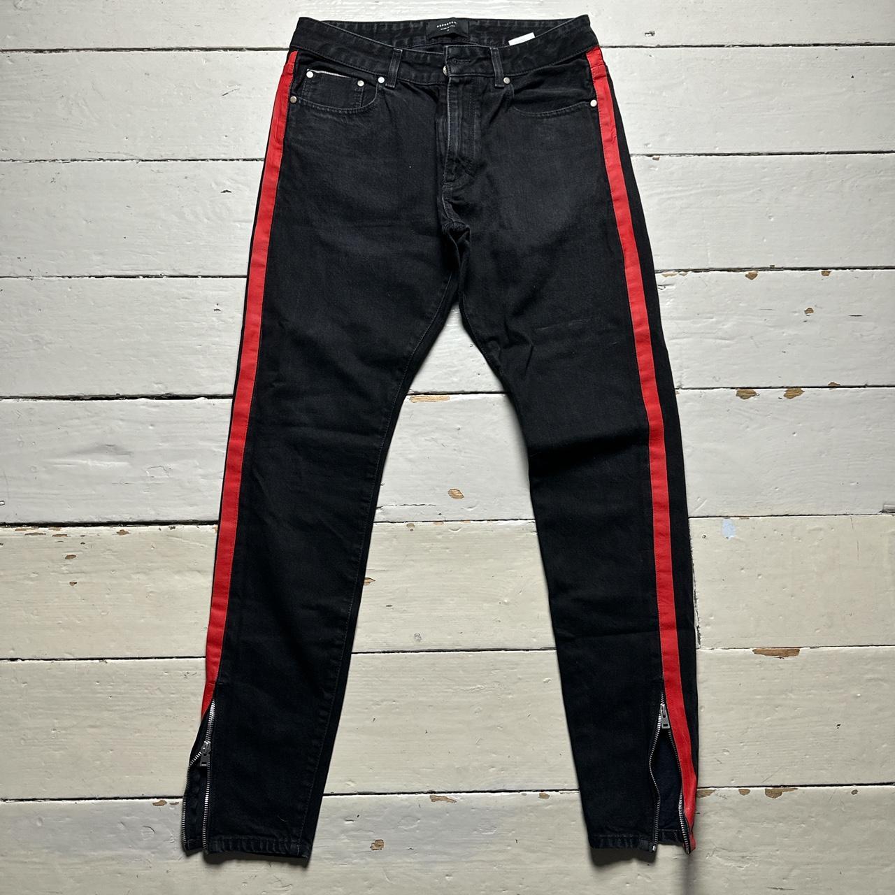 Represent Black and Red Tape Jeans