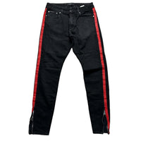Represent Black and Red Tape Jeans (32W)