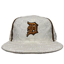 Detroit Tigers Vintage Monogram Cream and Brown Fitted Cap