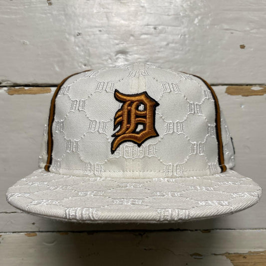 Detroit Tigers Vintage Monogram Cream and Brown Fitted Cap