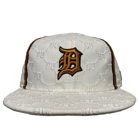 Detroit Tigers Vintage Monogram Cream and Brown Fitted Cap