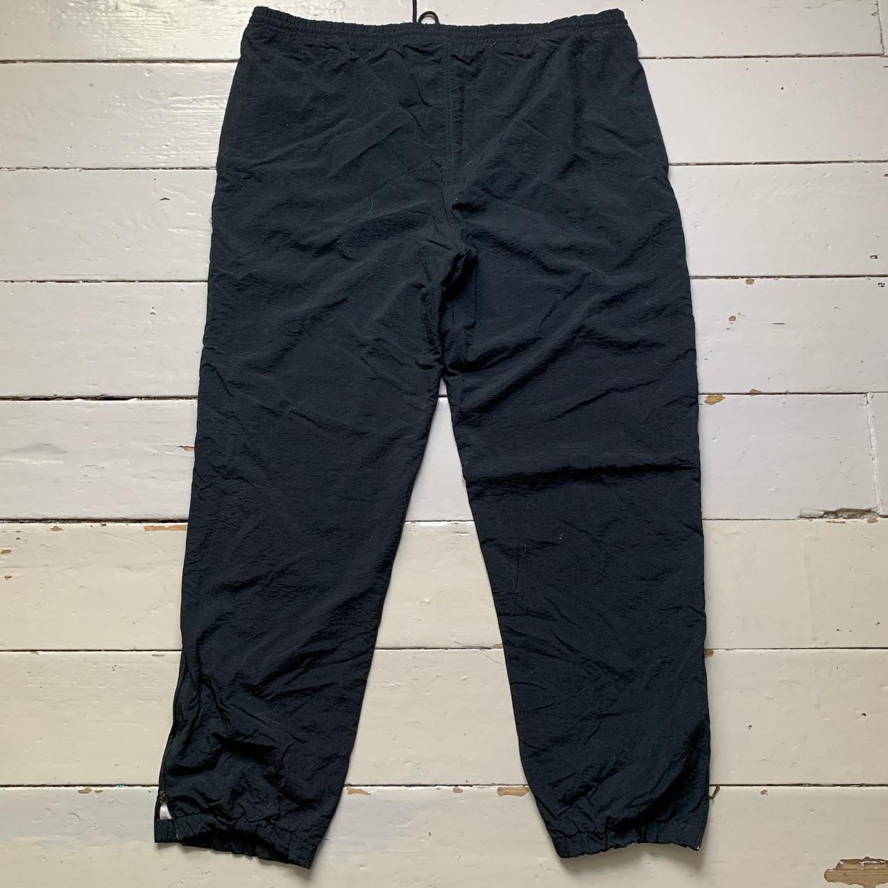 Reebok Vintage Black and White Baggy Shell Track Pant Bottoms