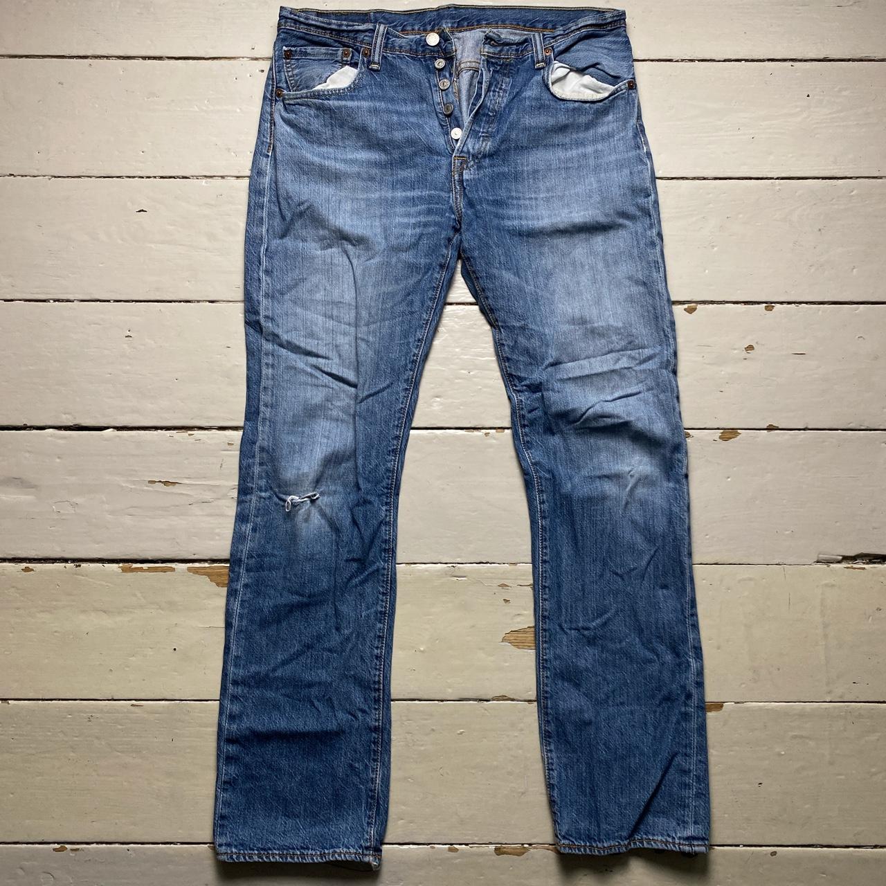 Levis 501 Light Blue Distressed Jeans