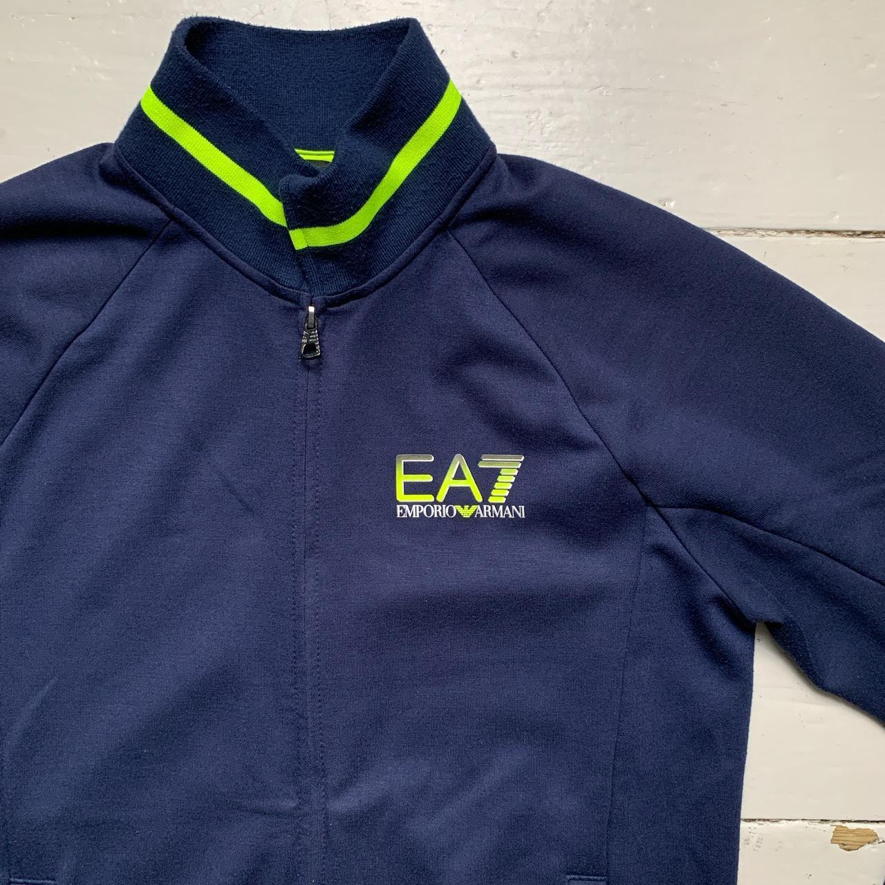 Emporio Armani EA7 Navy and Neon Green Tracksuit Jacket