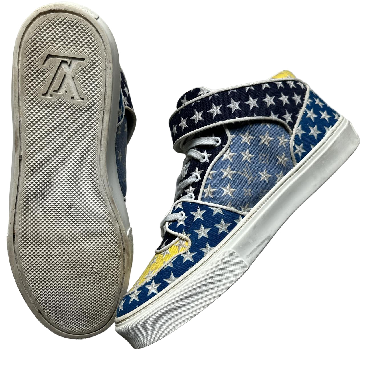 Louis Vuitton Acapulco Stars Monogram Mid Trainers Blue Yellow and White (UK 9)