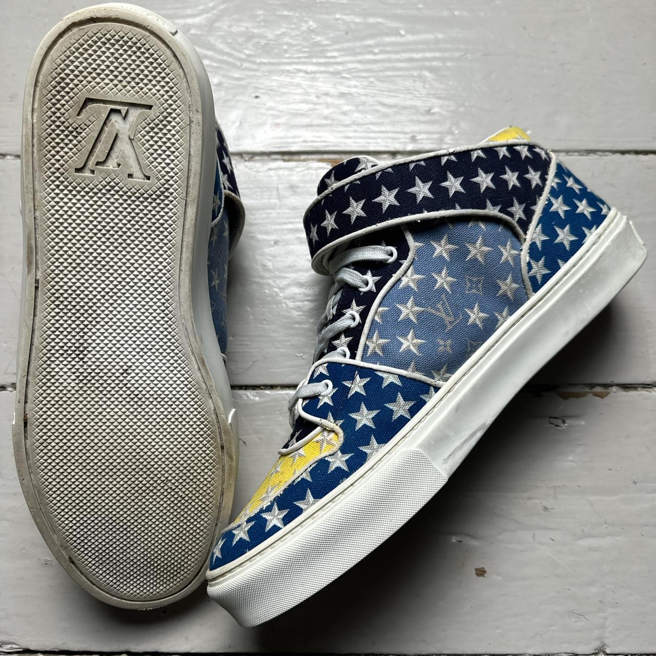 Louis Vuitton Acapulco Stars Monogram Mid Trainers Blue Yellow and White