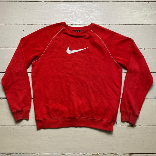 Nike Big Swoosh Red and White Jumper