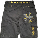 Ringspun Vintage Eagle Snake Japanese Embroidery Cargo Parachute Baggy Trousers (W36)