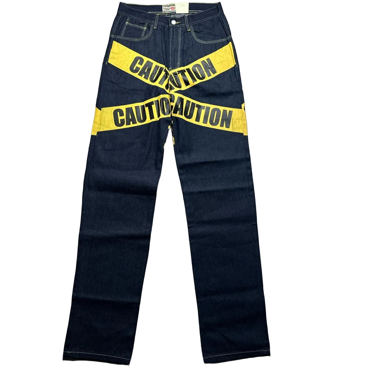 Dirty Money Vintage Caution Print Jeans (30W,38W,40W)