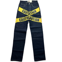 Dirty Money Vintage Caution Print Jeans (30W,38W,40W)