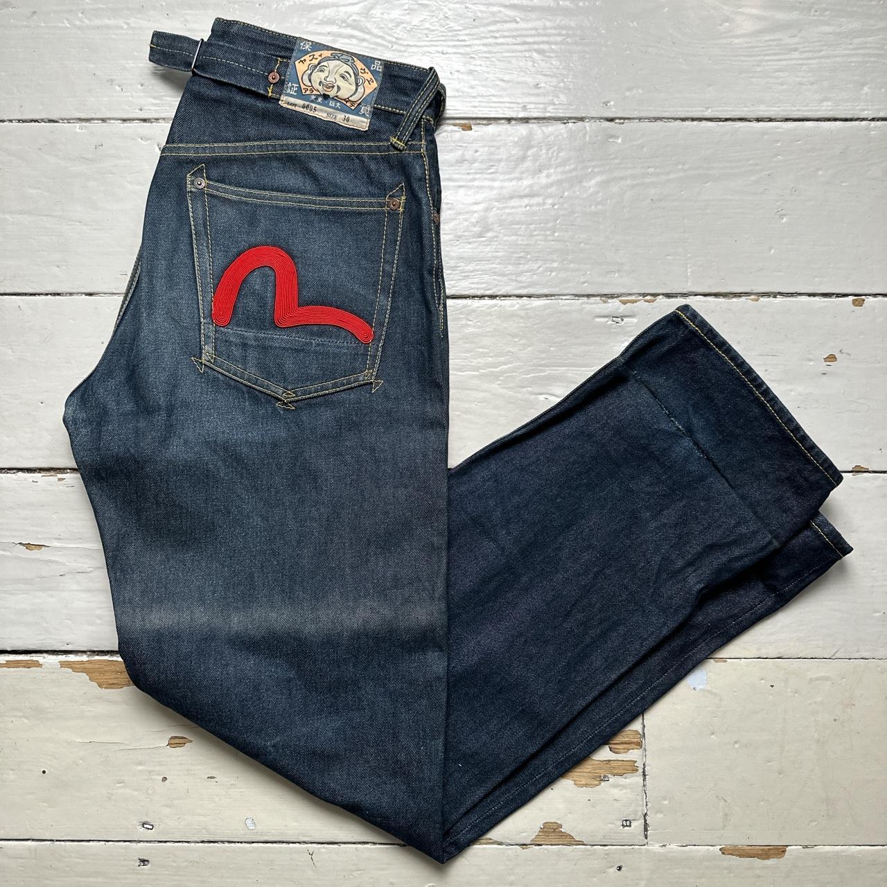 Evisu Lot 0005 Vintage Daicock Red Swoosh Navy Jeans