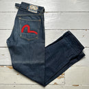 Evisu Lot 0005 Vintage Daicock Red Swoosh Navy Jeans