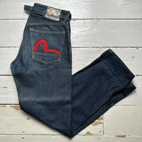 Evisu Lot 0005 Vintage Daicock Red Swoosh Navy Jeans