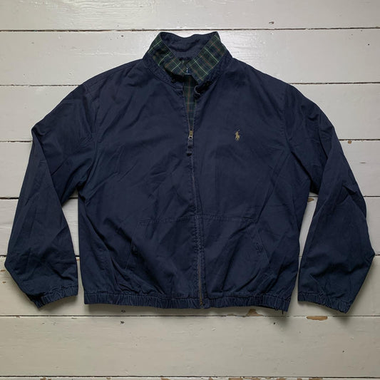 Polo Ralph Lauren Vintage Harrington Bomber Jacket Navy Tartan Interior