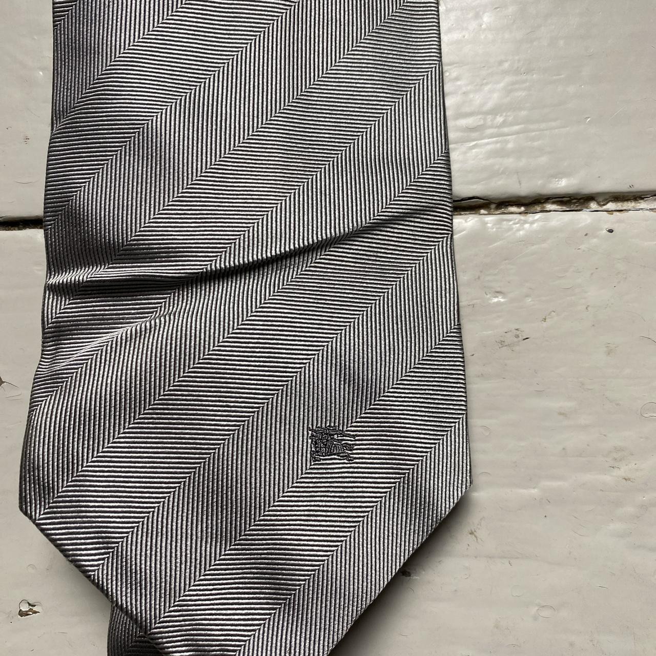 Burberry Burberrys Vintage Silk Silver Tie