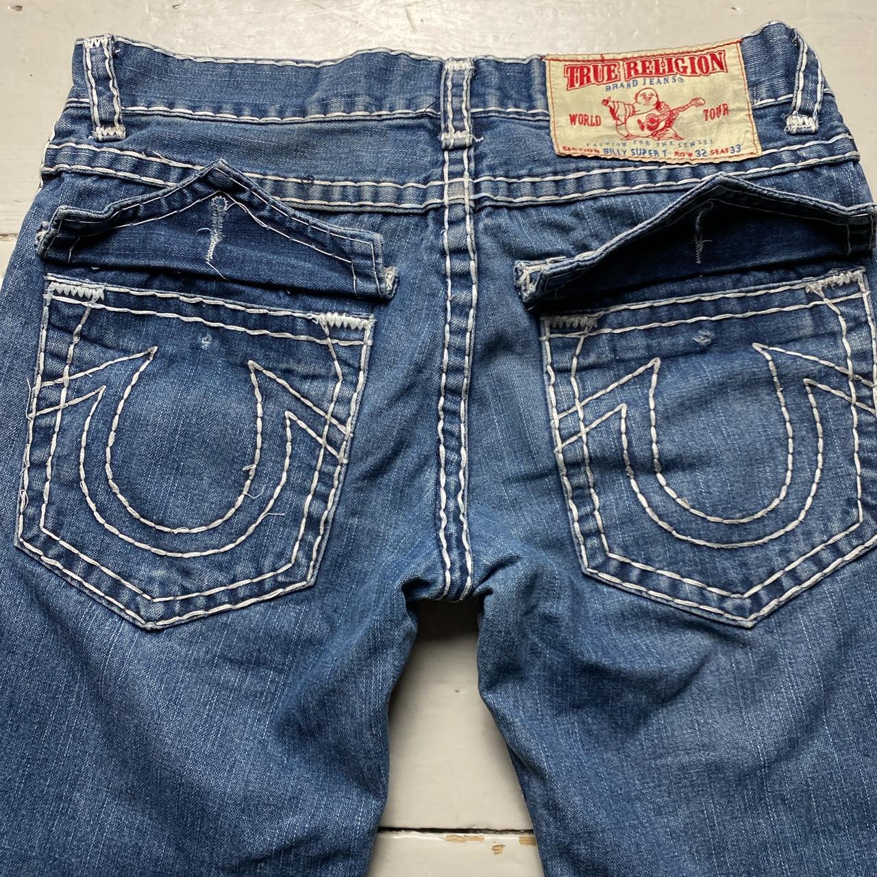 True Religion Big White Stitch Blue Billy Super T Jeans