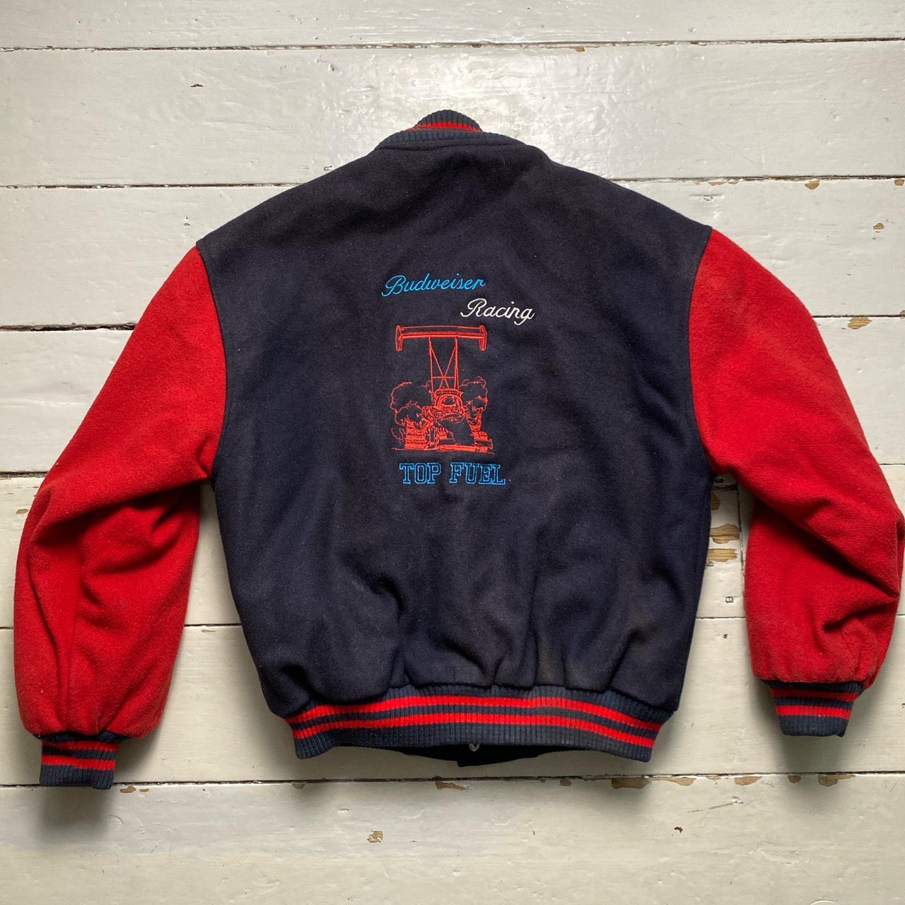 Budweiser Vintage Racing Drag Race Varsity Bomber Jacket