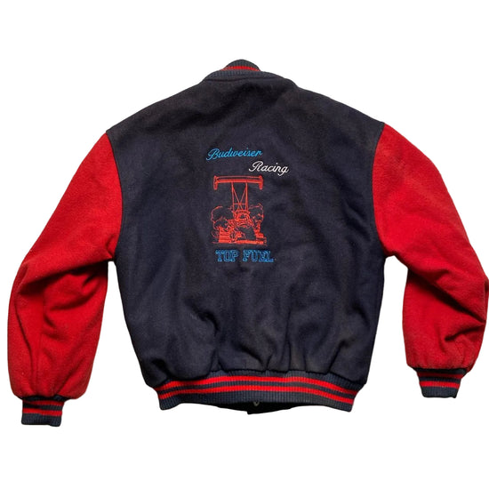 Budweiser Vintage Racing Drag Race Varsity Bomber Jacket (S)