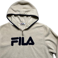 Fila Vintage Teddy Fleece Cream Quarter Zip Hoodie (XL)