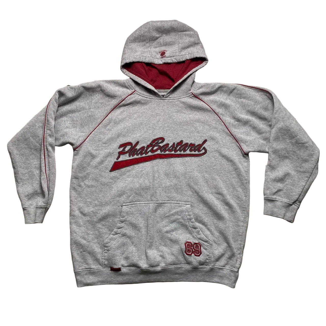 Phat Bastard 69 Vintage Grey and Red Hoodie (XL)