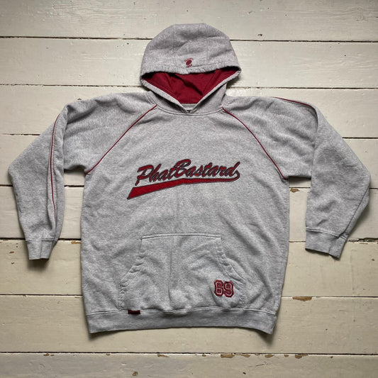 Phat Bastard 69 Vintage Grey and Red Hoodie