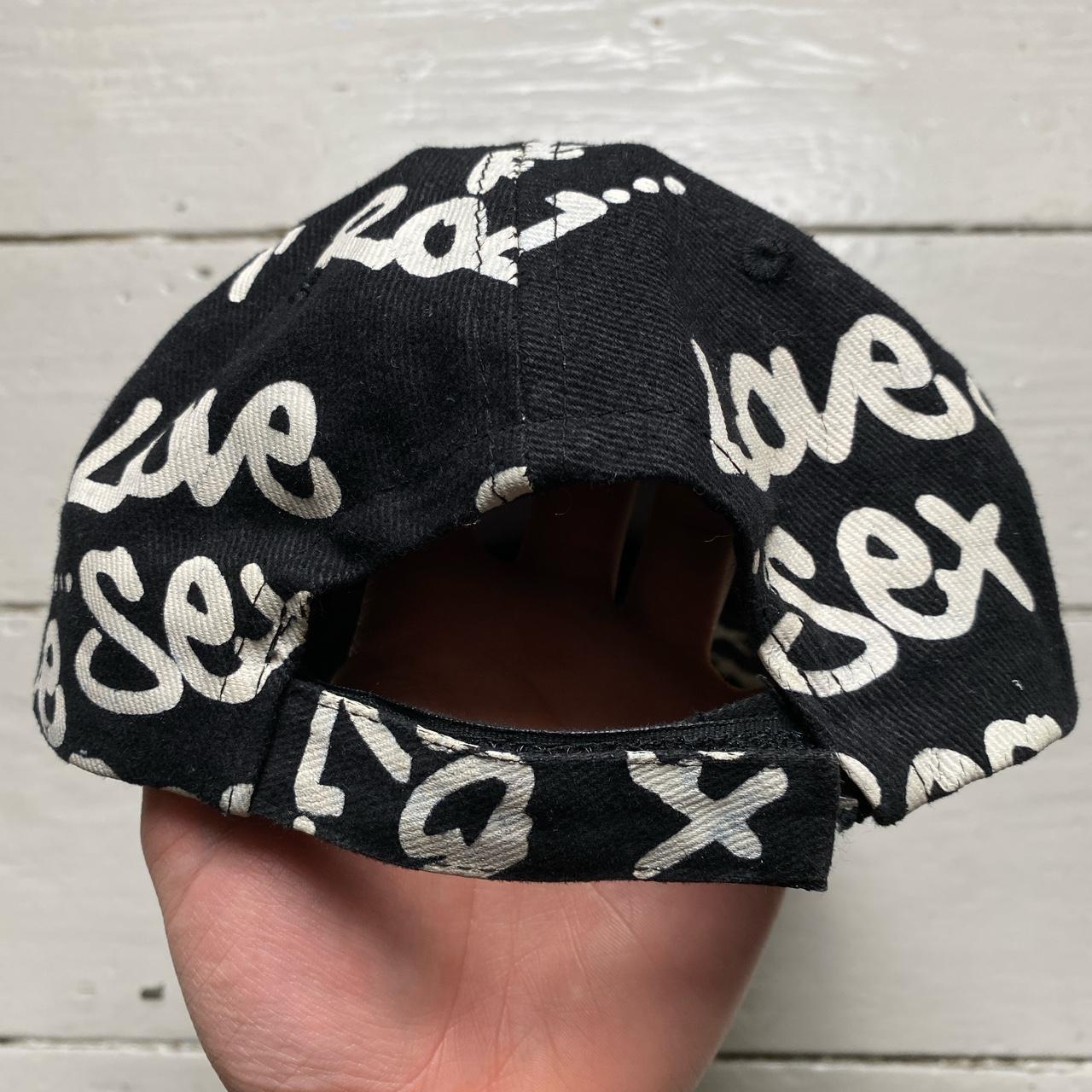 Love Sex Rock N Roll Graffiti Cap Black and White