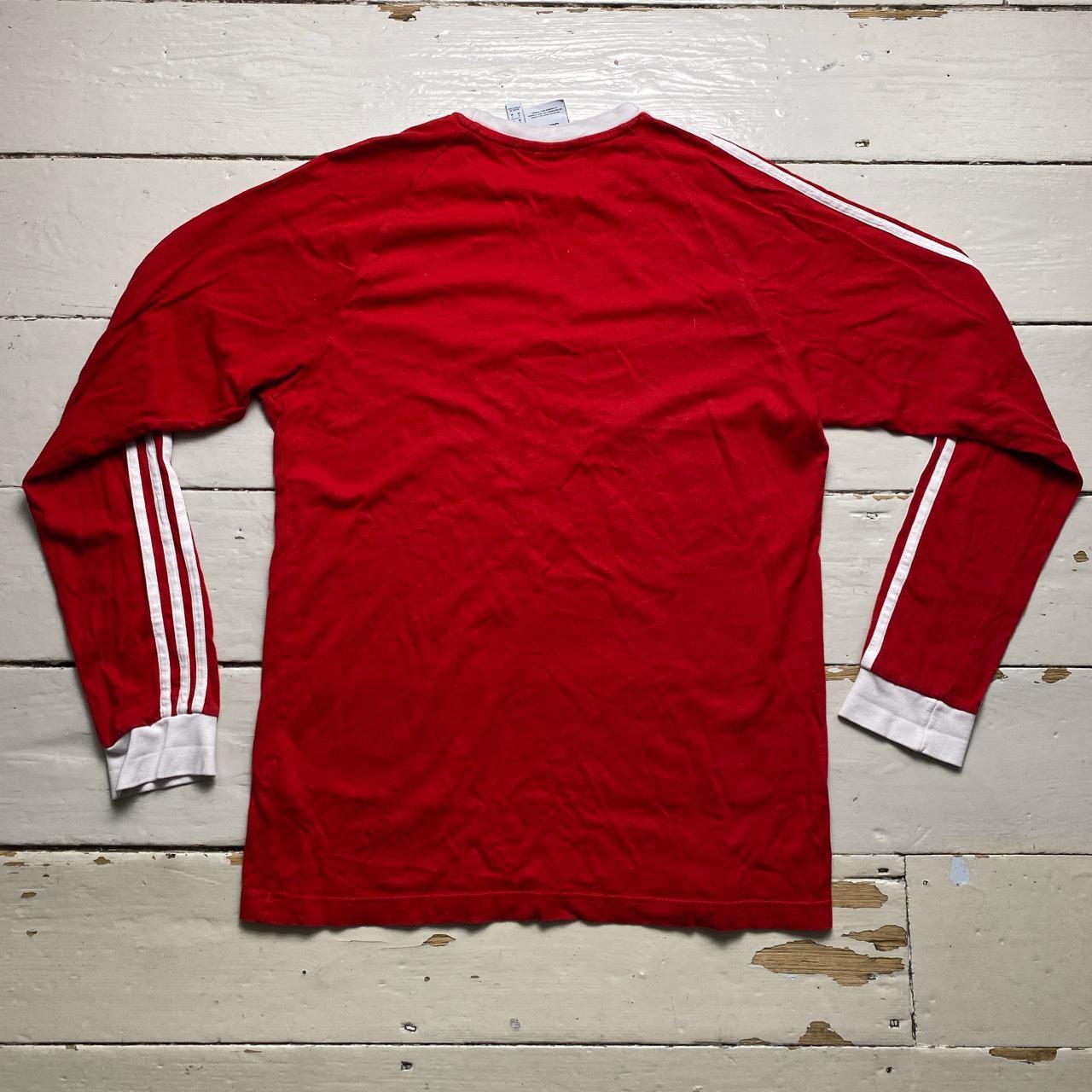 Adidas Originals Red and White Long Sleeve T Shirt