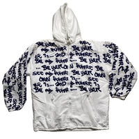 Vintage y2k B-Side Graffiti White and Navy Puffer Jacket (S)