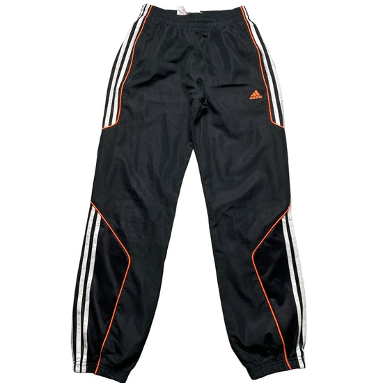 Adidas Vintage Shell Trackpant Bottoms Black White 3 Stripe and Orange (XS)