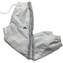 Adidas White and Navy Stripe Shell Track Pant Bottoms (S)