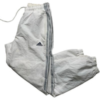 Adidas White and Navy Stripe Shell Track Pant Bottoms (S)
