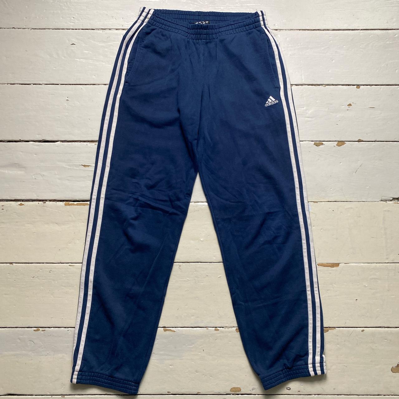 Adidas Performance Essentials Navy and White 3 Stripe Joggers