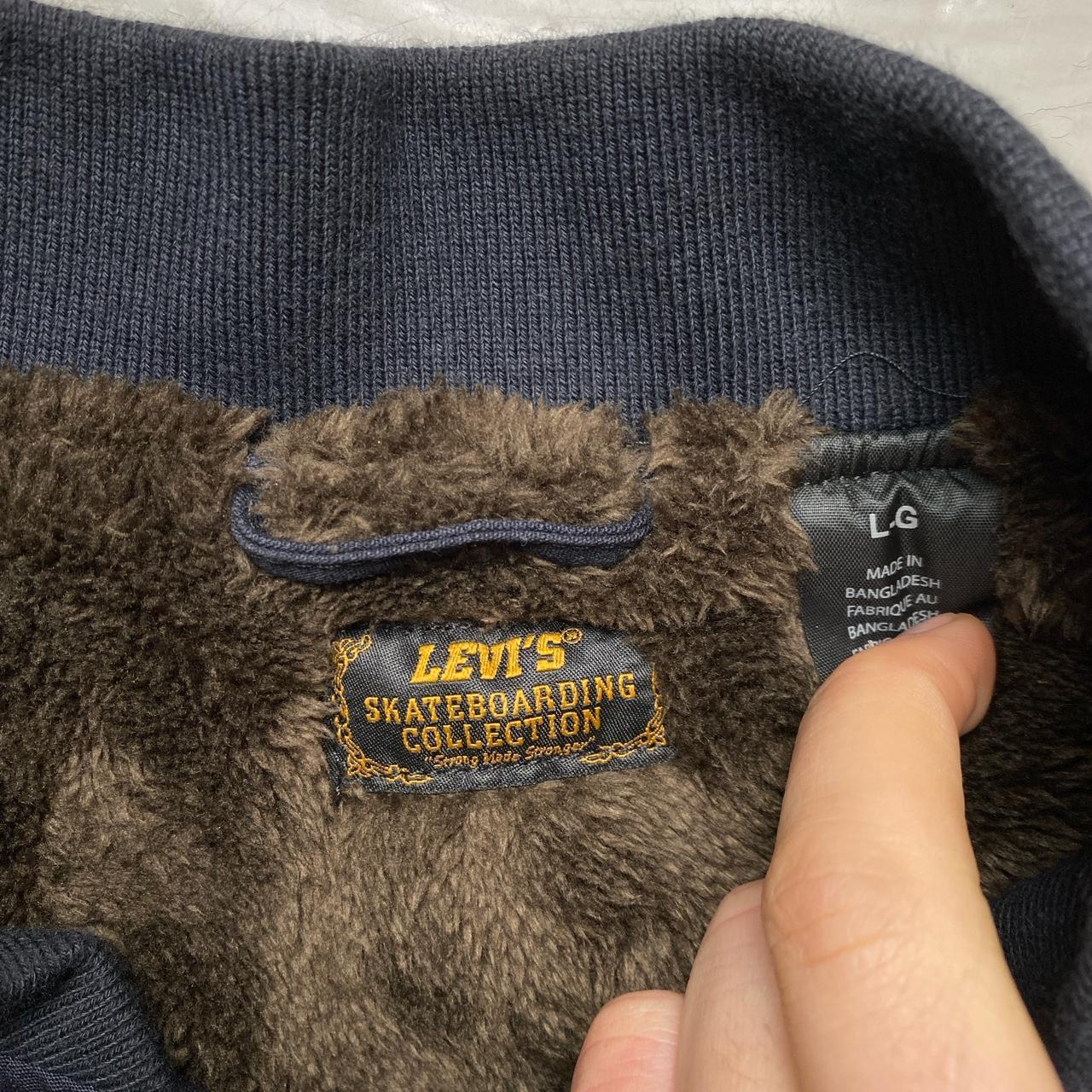 Levis Skateboarding Navy and Brown Sherpa Lining Bomber Jacket