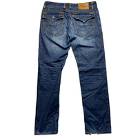 True Religion Billy Super T Navy and Brown Stitch Jeans (34W)