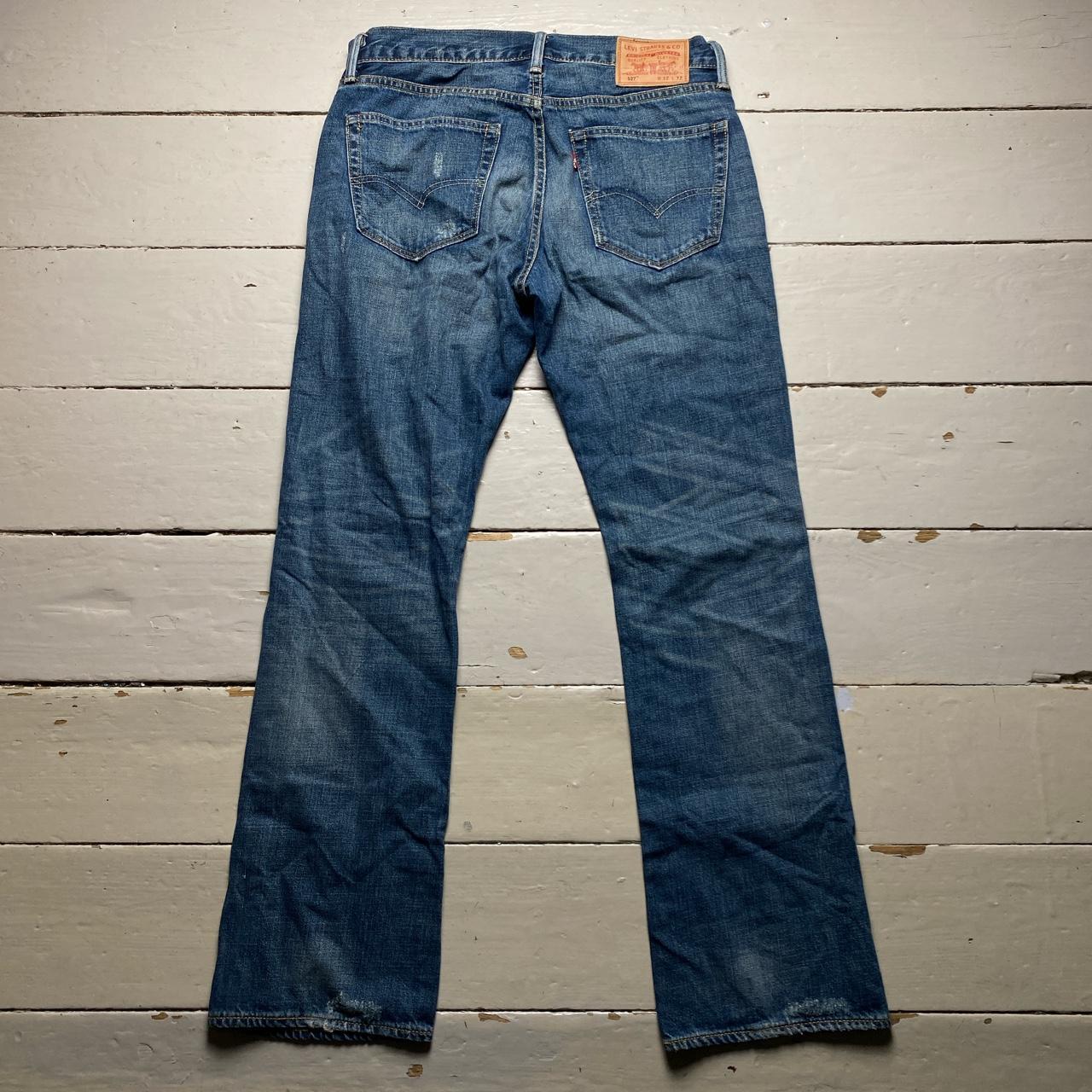 Levis 527 Bootcut Baggy Blue Distressed Jeans