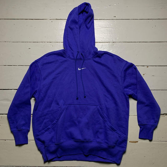 Nike Centre Swoosh Blue and White Oversized Hoodie