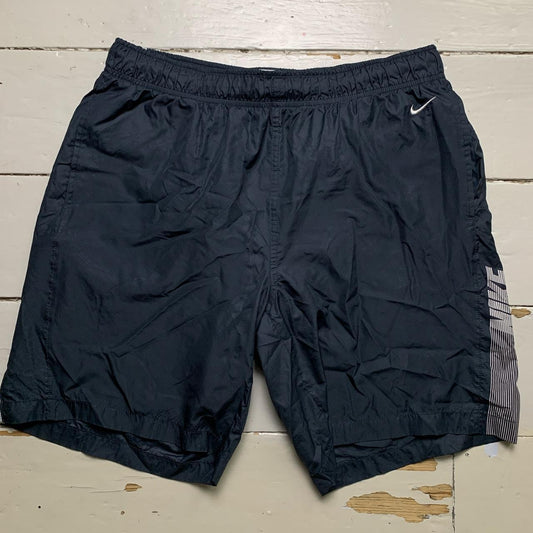 Nike Club Spellout Swoosh Shell Track Pant Shorts Navy and Silver
