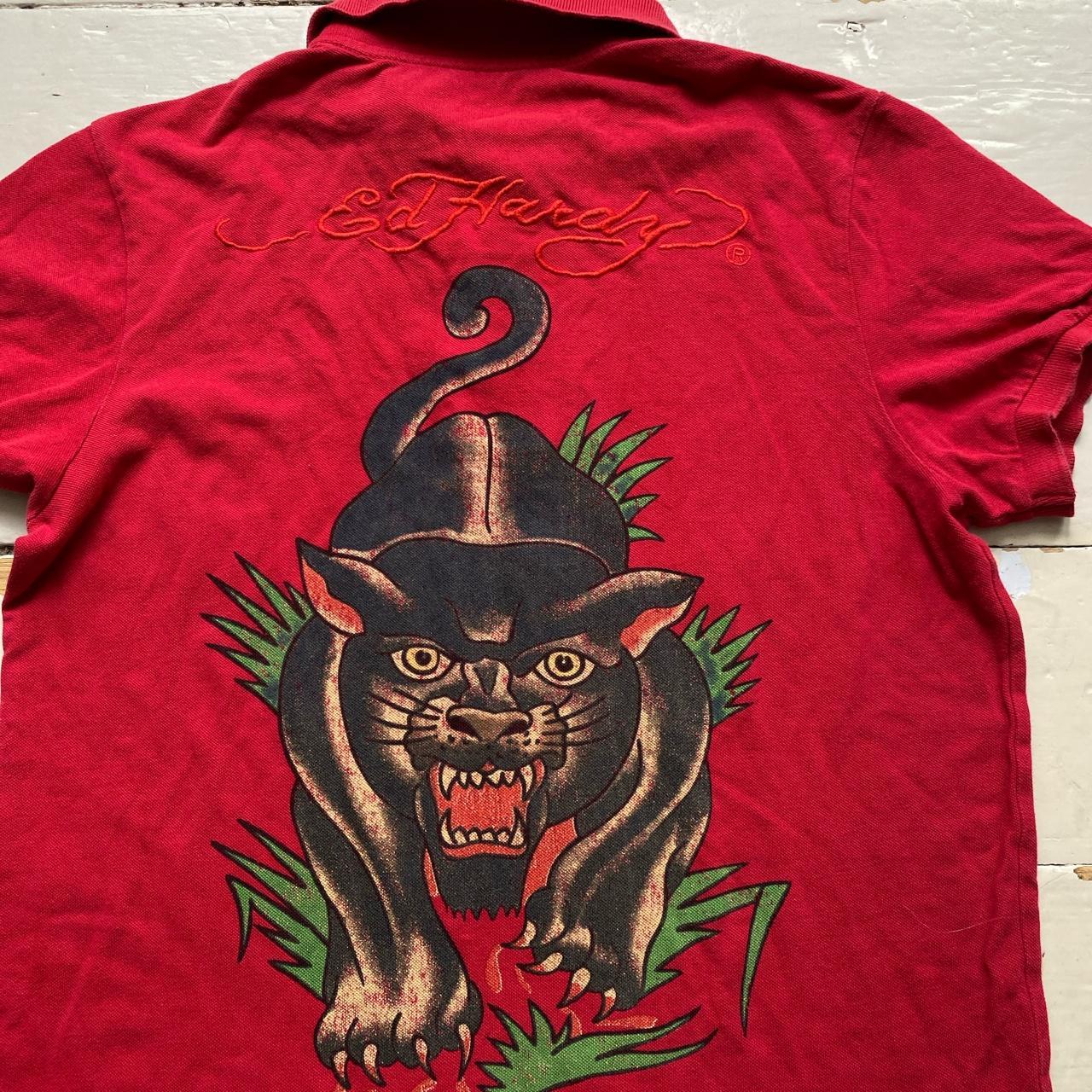 Ed Hardy Vintage Panther Red Polo Shirt