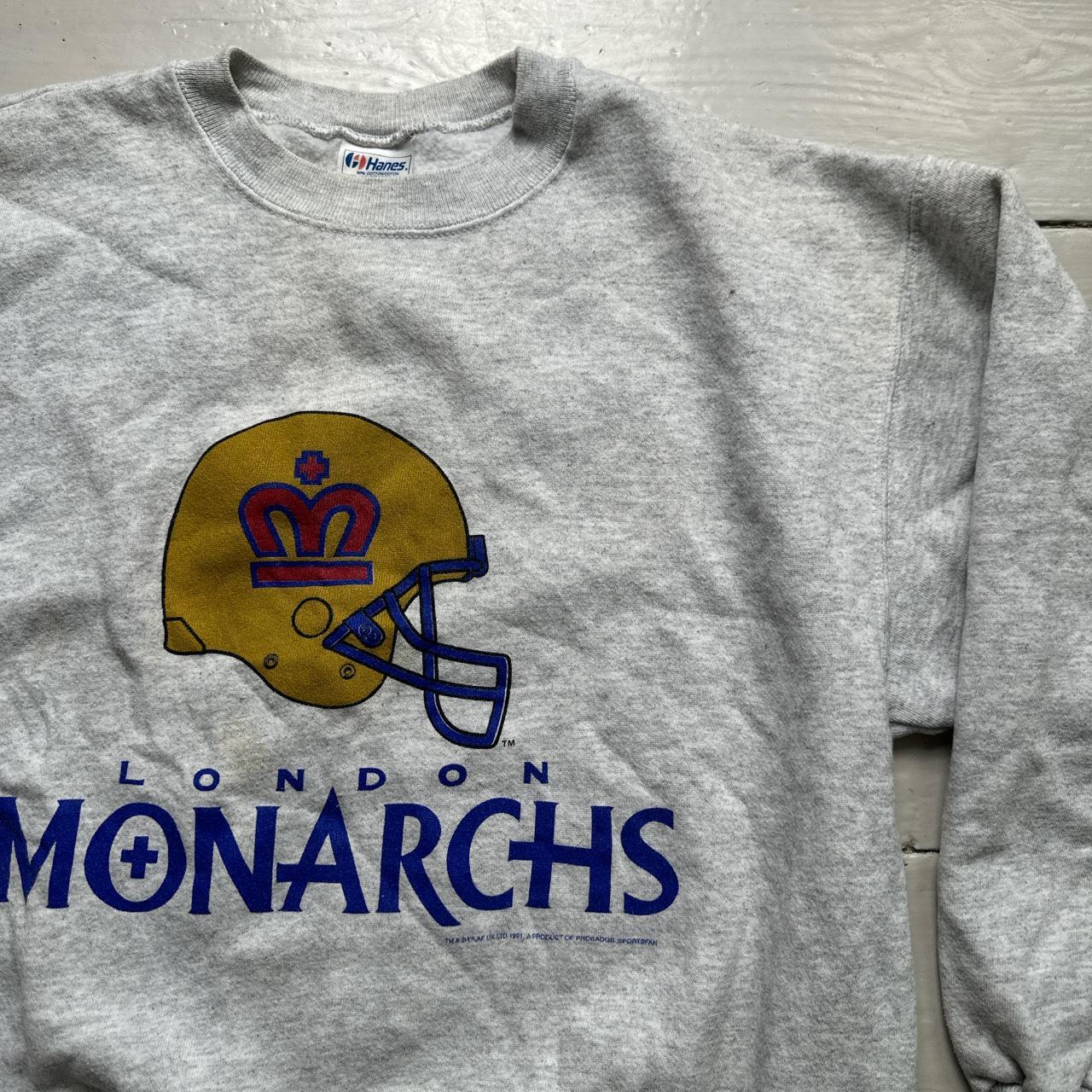 London Monarchs Vintage Hanes 1991 Grey Jumper