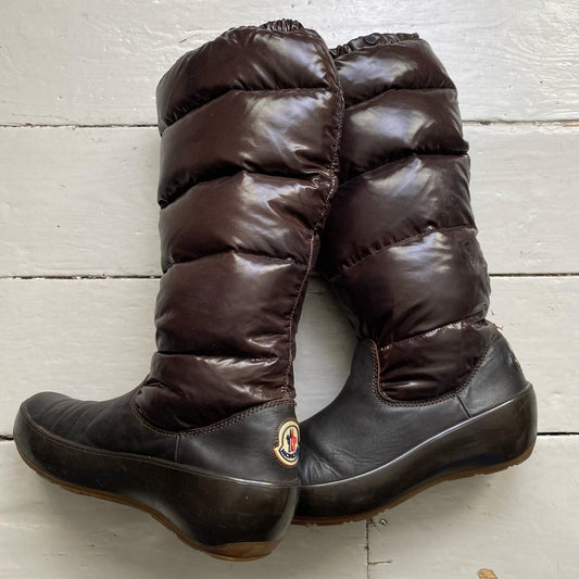 Moncler Brown Puffer Duvet Boots