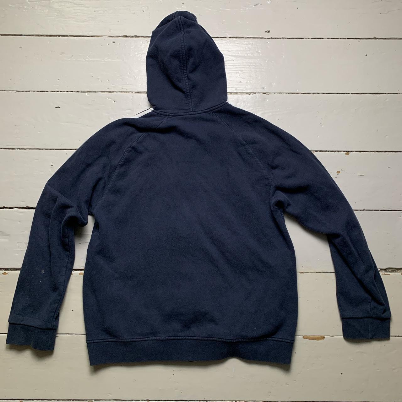 Adidas Vintage 3 Stripe Navy and White Hoodie