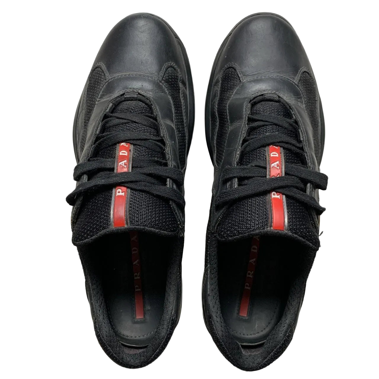 Prada Americas Cup Leather Black Trainers (UK 6.5)