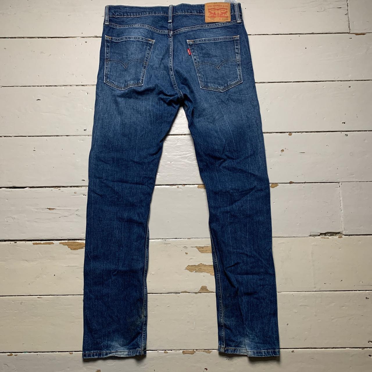 Levis 513 Navy Blue Distressed Jeans