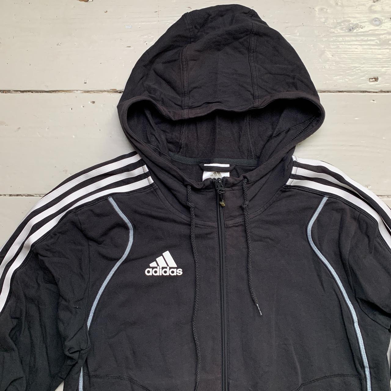 Adidas Vintage Black and White 3 Stripe Hoodie