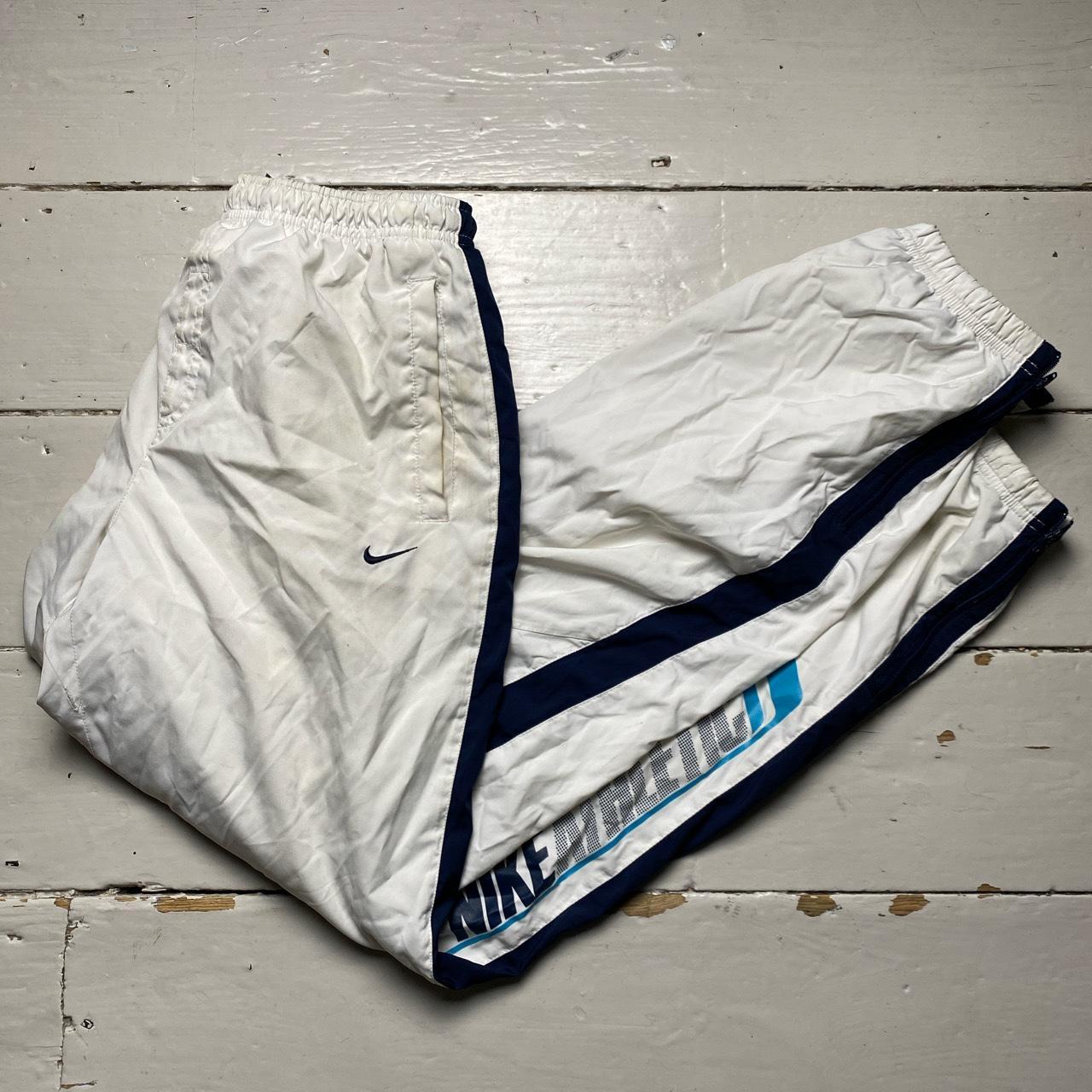 Nike Athletic Vintage Shell Trackpant Bottoms White and Blue