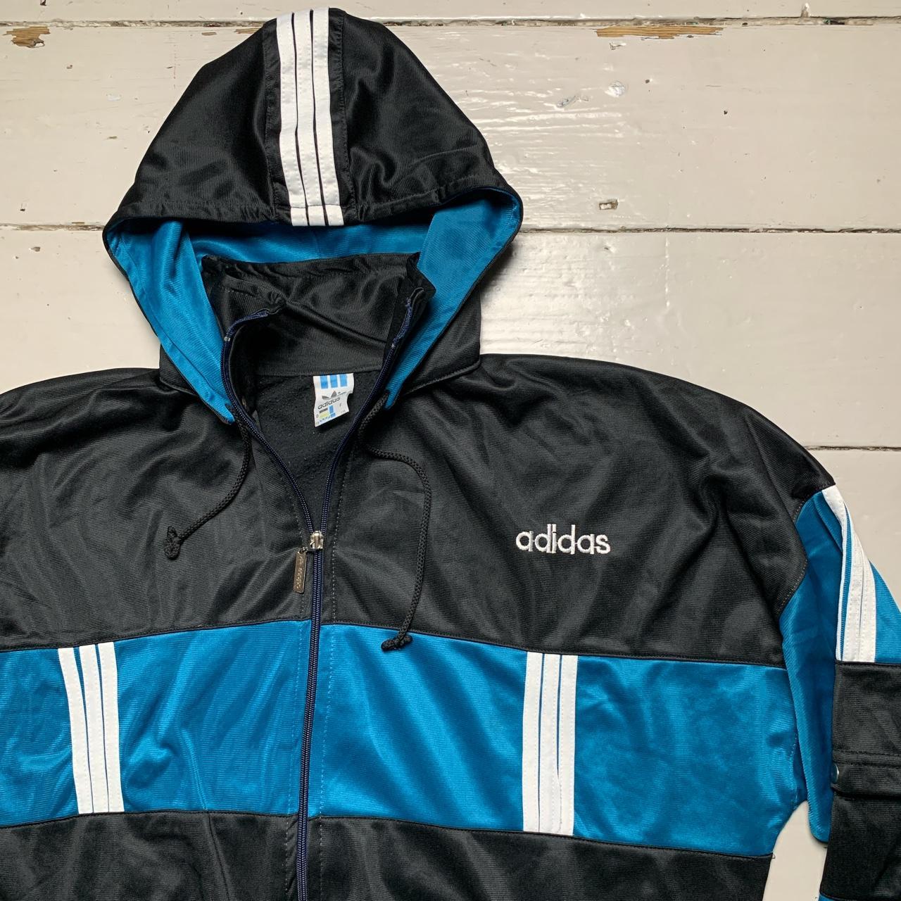 Adidas Vintage Track Hooded Jacket Blue and Black