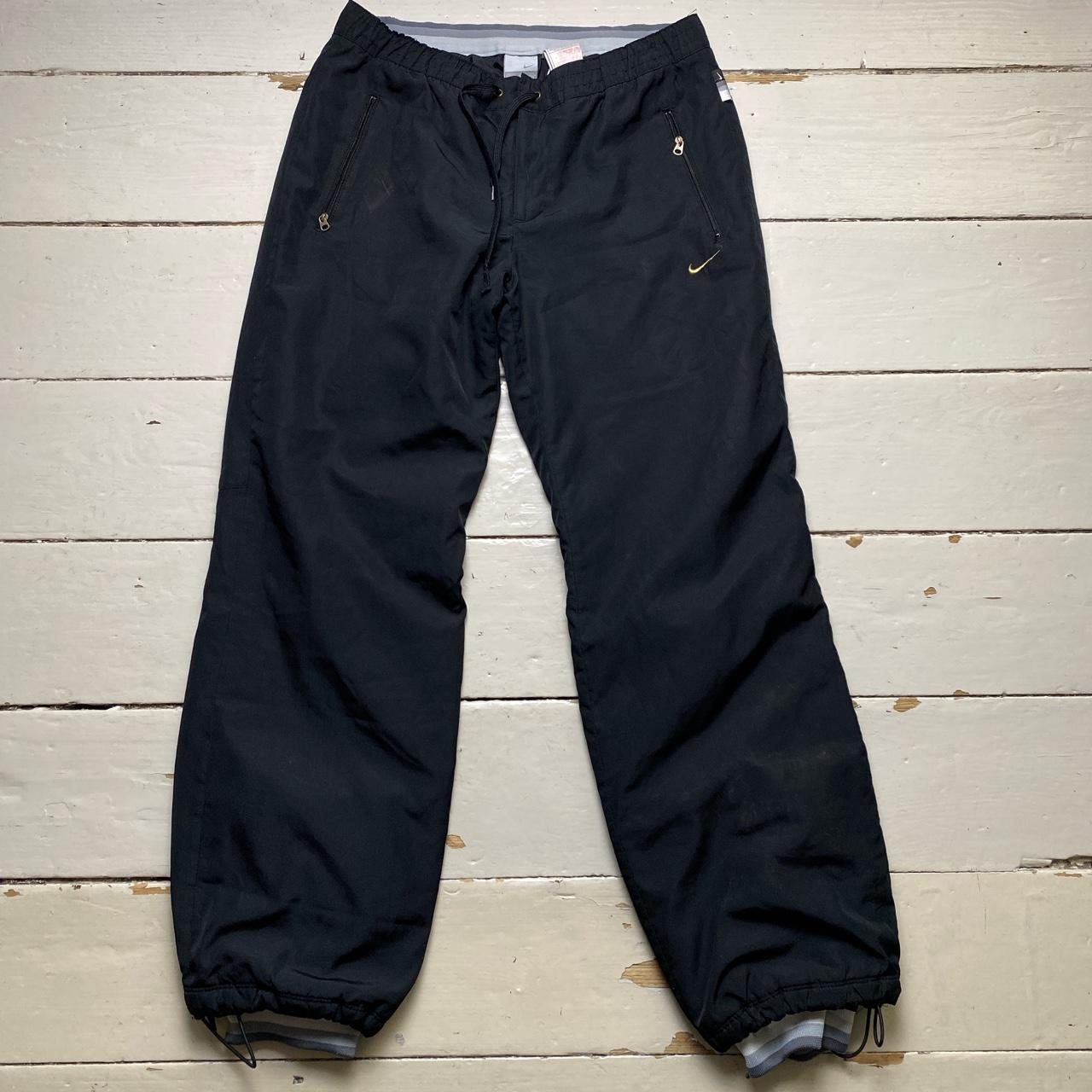 Nike Vintage Swoosh Black and Grey Shell Trackpant Ski Bottoms