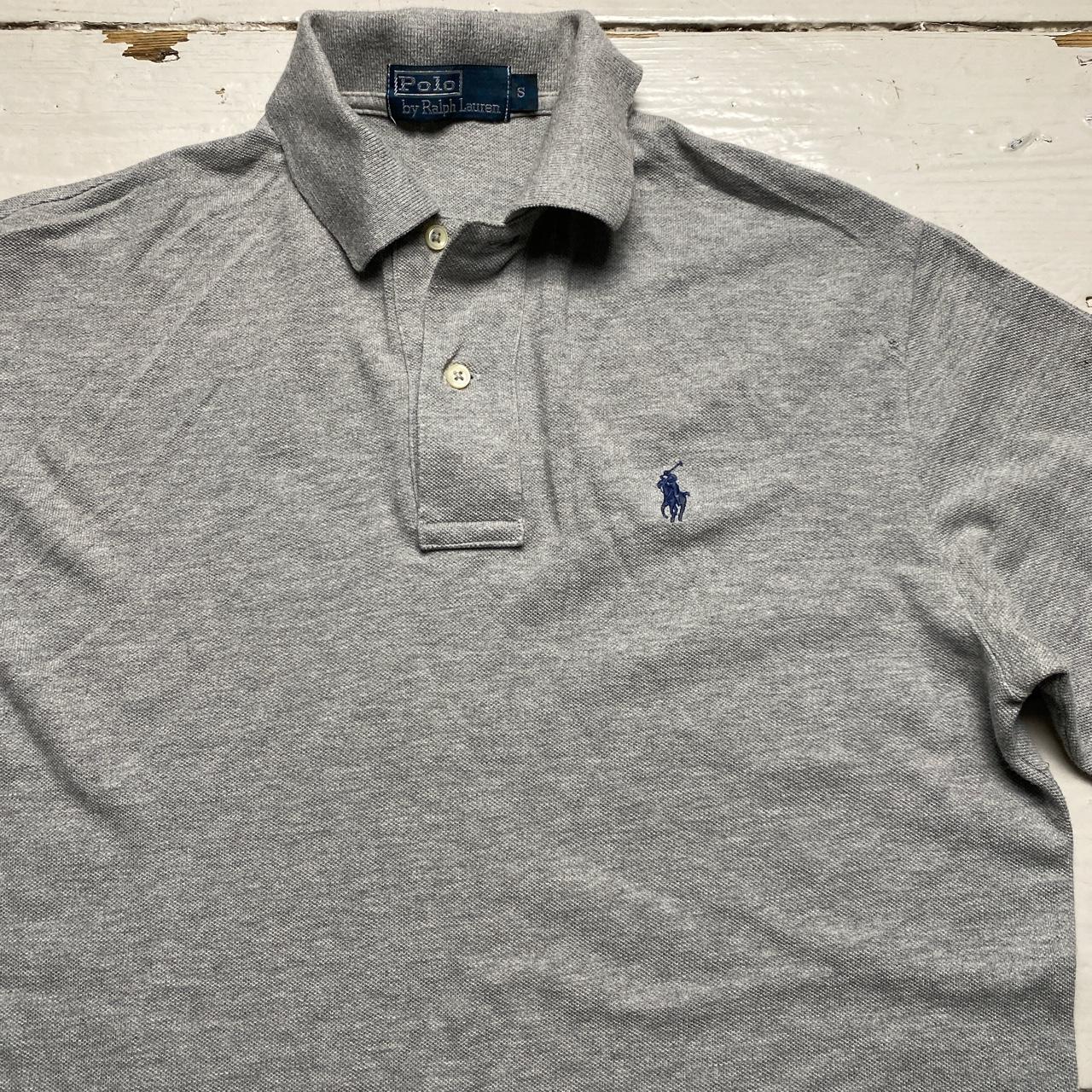 Ralph Lauren Polo Grey and Navy Long Sleeve Polo Shirt